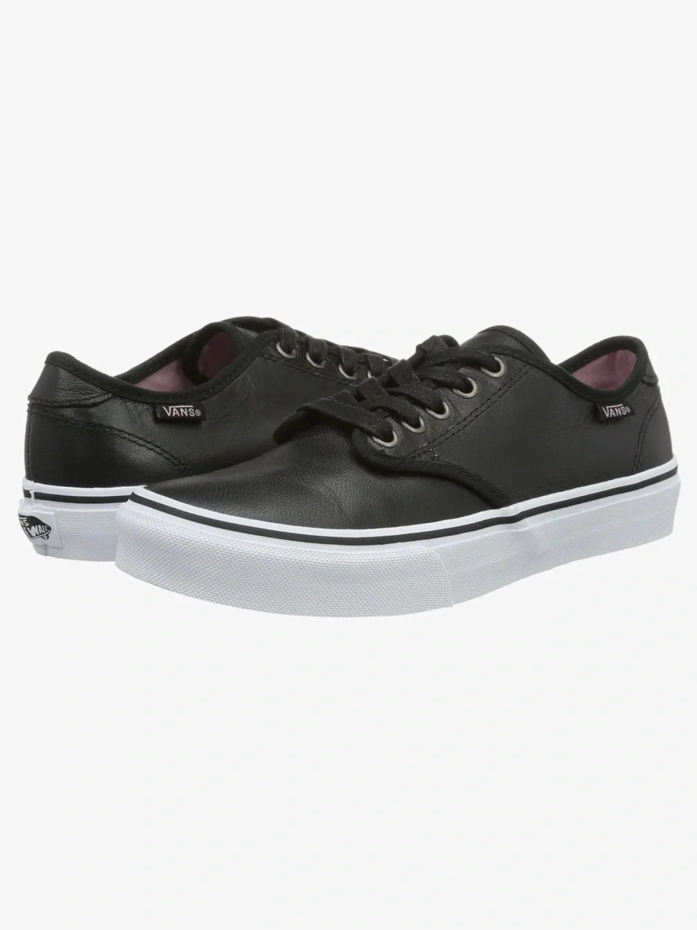 Vans Ortholite Black Leather Low-Top with White Sole-Worn Only Once-Size 8